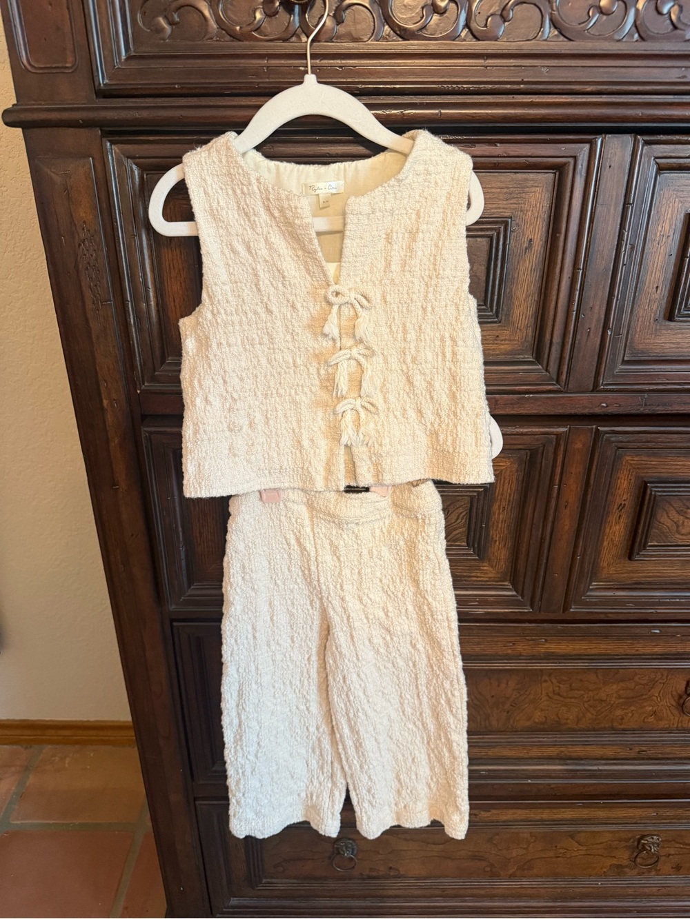 Rylee + Cru Cream tweed textured two-Piece Set